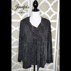 R&M Richards Petite Vintage 2-Piece Glitter Sleeveless Top & Jacket Size XL